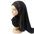 Instant Design Muslim Women Plain Soft Scarf Shawls Premium Jersey Cotton Hijab With Rhinestone