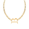 Stylish Cool Wind Stainless Steel Sweater Chain Gold Geometric Letter B Necklace for Women Casual Outfit Matching