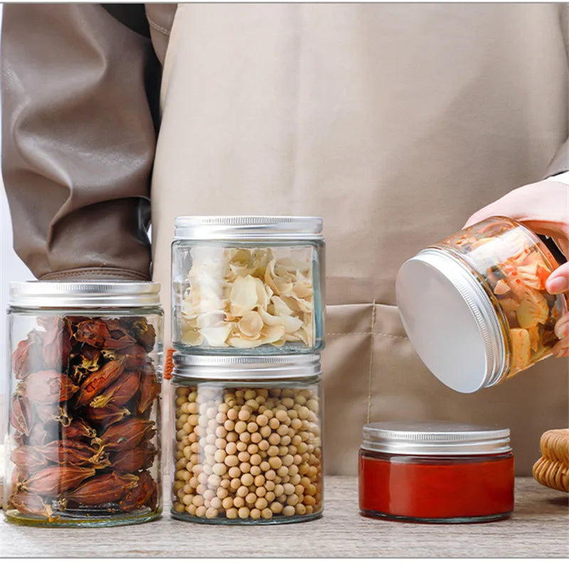 Large Caliber FOOD Glass Jar 250ml 390ml 500ml 730ml Storage Candy Glass Jars Pickle Bottle