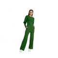 Wholesale Custom Spring Breathable Loose Wide-Leg Knit Women Two-Piece Set Trousers