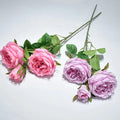 O-X837 Wholesale 3 Heads Austin Silk Rose Flowers Home Wedding Decorations Artificial Flower Roses White Hot Pink Roses Flowers