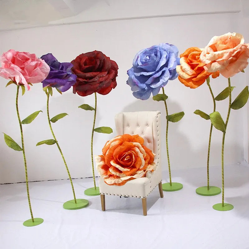 Giant Rose poppy Flowers with Stem Stand 30-100cm Heads Big Huge Giant Large Artificial Flower Decoration for Wedding Event