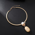 TongLing European Exaggerated Choker Necklace Female Wooden Resin Pendant Necklace for Daily Accessories