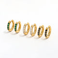 Basic Trendy Earring Green & Black Clear 18K Gold Plated Zirconia Pave Huggie Earrings Stainless Steel Earrings Wholesale