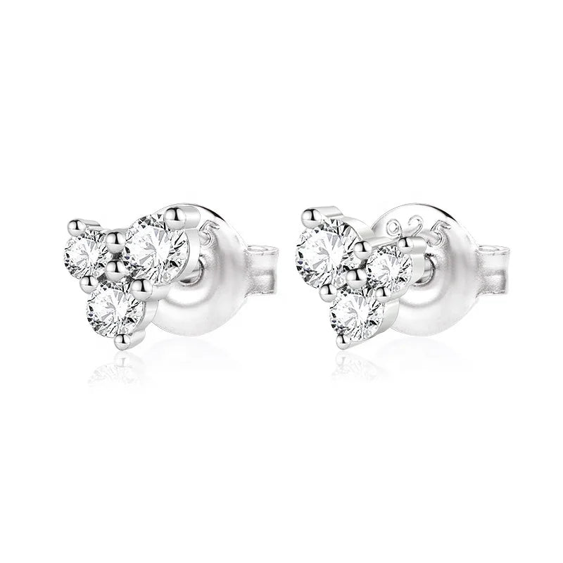 Minimalist Sterling Silver Jewelry Diamond Stud Earrings Designs for Girls