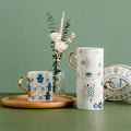 Solhui Big Eyes Painted Gift Mug Devil's Ceramic Coffee Tea Cup Blue Evil Eye Mug With Gold Handle