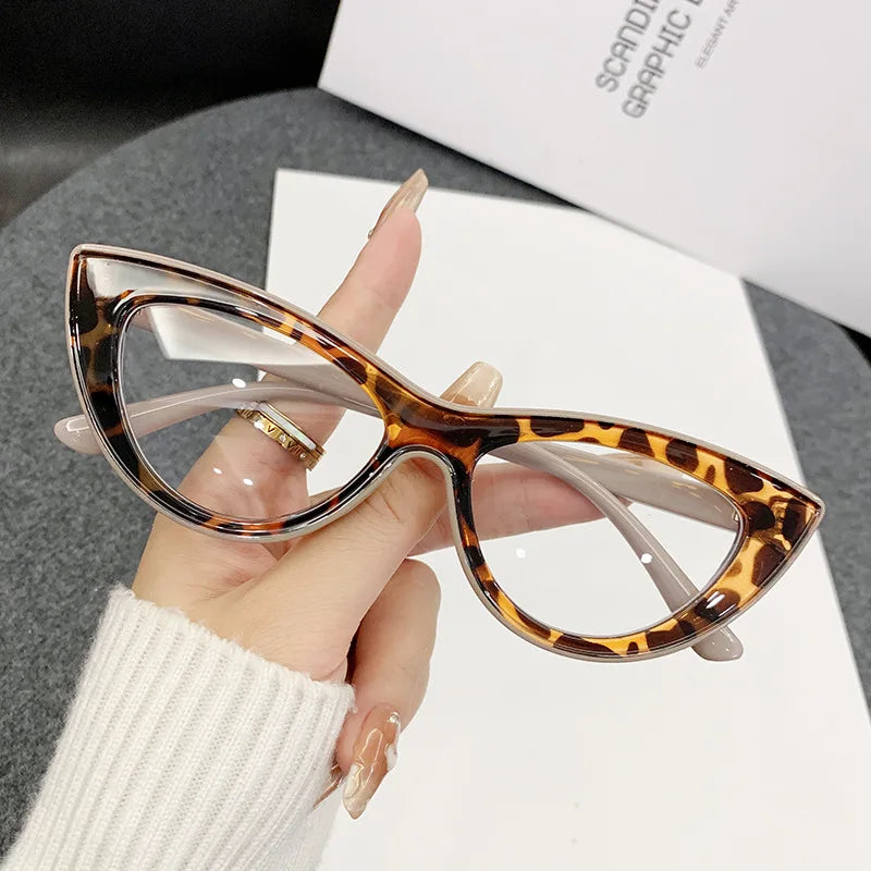 Hot Sale Transparent Purple Leopard Ladies Clear Glasses Frames Wholesale Luxury Cat-Eye Glasses
