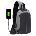 Mens Waterproof Sling Bag Zipper Bag Lightweight Chest Shoulder Backpack USB Charging Port Rucksack Outdoor Sports Travel