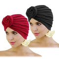 Hot Knotted Turban for Ladies Two Pieces/Set Wholesale Pre-Tied Hair Accessories Women Cotton Turban