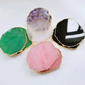 HZ Crystal Amethyst Black pink Rose Quartz Reiki Gemstone Cup Coasters Tumble Crafts