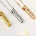 Good Selling Stainless Steel Engraved Letter Pendant Necklace Custom Logo Ashes Pendant Necklace Urn Bar Pendant Necklace