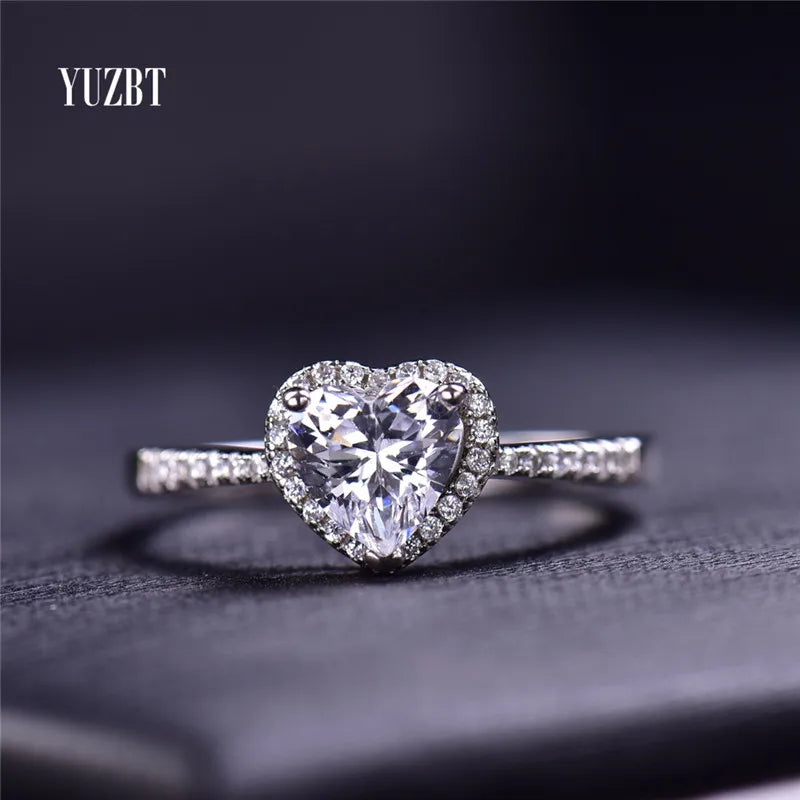 Solid Silver 925 Original Brilliant Cut 1 Carat Diamond Test Past D Color Heart Moissanite Ring for Women Wedding Fine Jewelry
