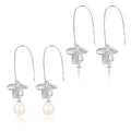 925 Sterling Silver Long Tassel Leaf Pearl Earrings DIY Jewelry Accessories Drop Earrings Women Fine Jewelry Earrings Women