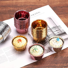 Wholesale 50pcs Mini Double Gold Aluminum Foil Cupcake Liners Baking Muffin Cups Cake Tools
