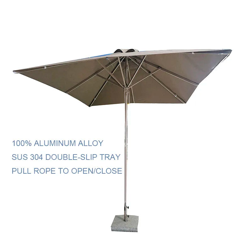 Modern Design Outdoor Wooden Furniture Jute Beach Straw Fabric Umbrella for Restaurant Courtyard Hotel Use Yellow Metal Base