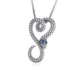 Fine Jewelry 925 Sterling Silver Heart Shape Zircon Snake Pendant Necklace for Women