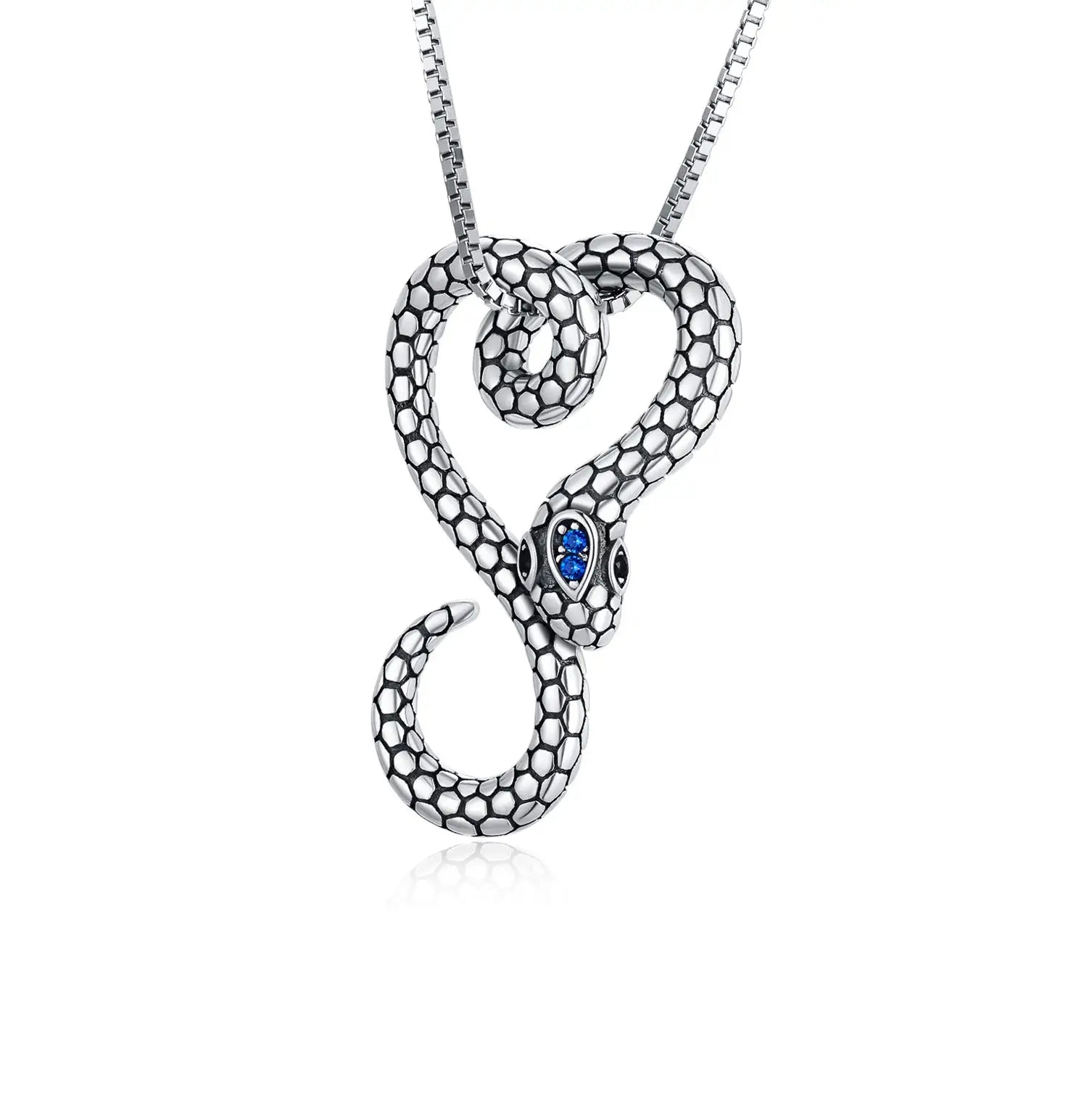 Fine Jewelry 925 Sterling Silver Heart Shape Zircon Snake Pendant Necklace for Women