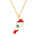 Jewelry Oil Drop Country Flag Lebanon Map Pendent Necklace Gold Stainless Steel Ethnic Jewelry Unisex Pendant Necklaces HUILE