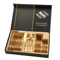 24Pcs Golden Flatware Set Stainless Steel Gold Cutlery Set Spoon Fork Silverware for Wedding With Box