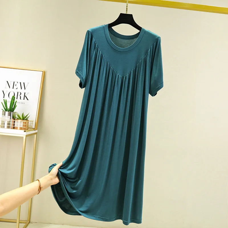 Cool Summer with Short Sleeves Loose Show Thin Woman Oversize Long T-shirt Dress Is Thin