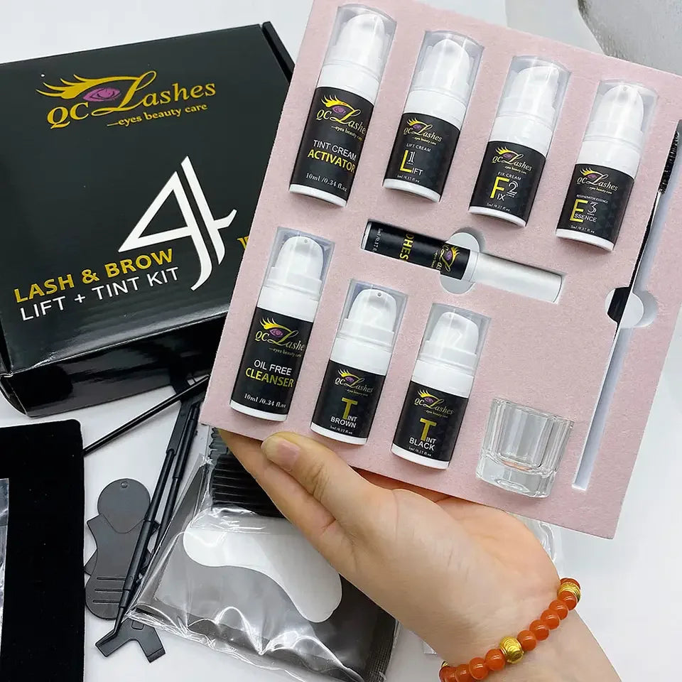 Professional DIY Home Use 4-in-1 Eyelash & Eyebrow Perm Kit Private Label Vegan Brow Lamination and Tint with Liquid Formula