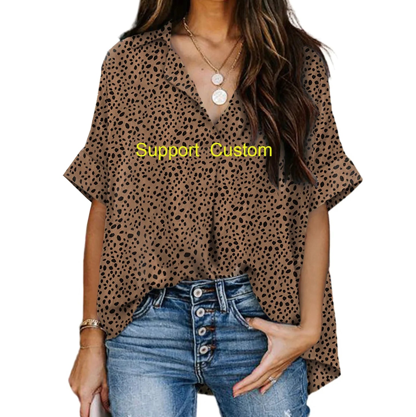 2024 New Women Tops Rayon Fabric Customize Print Low MOQ Hawaii Style Women Blouse