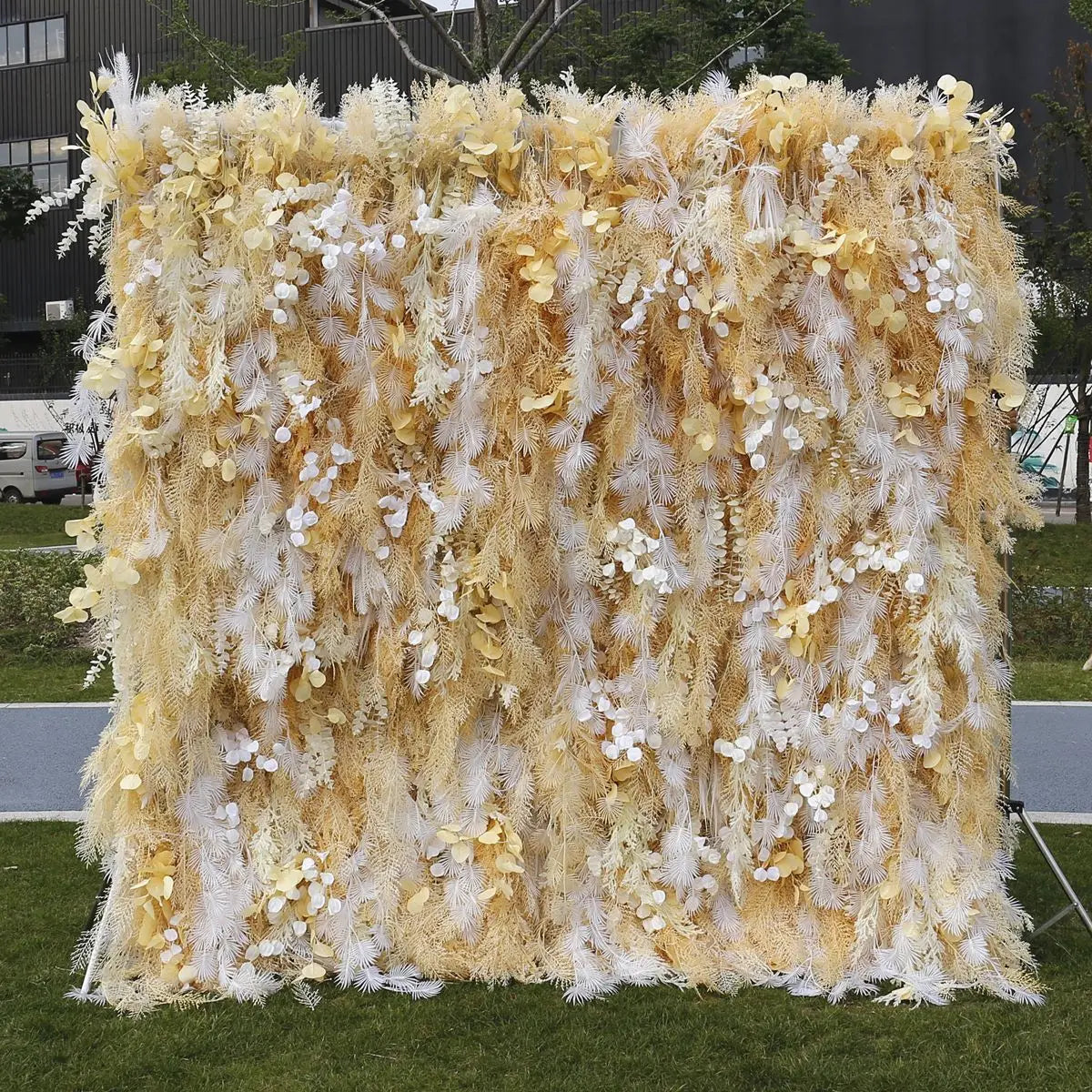 Wedding Backdrop Flower Wall Events Panel Champagne Artificial Pampas Grass Wedding Flower Wall