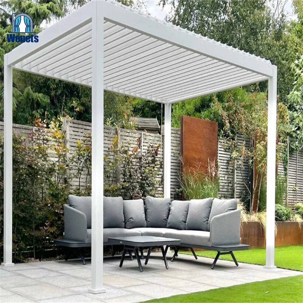 Luxury 3x3m Motorized Pergola Waterproof Outdoor Aluminum Gazebo Powder Coated Alloy Bioclimatic Sunshade Polycarbonate