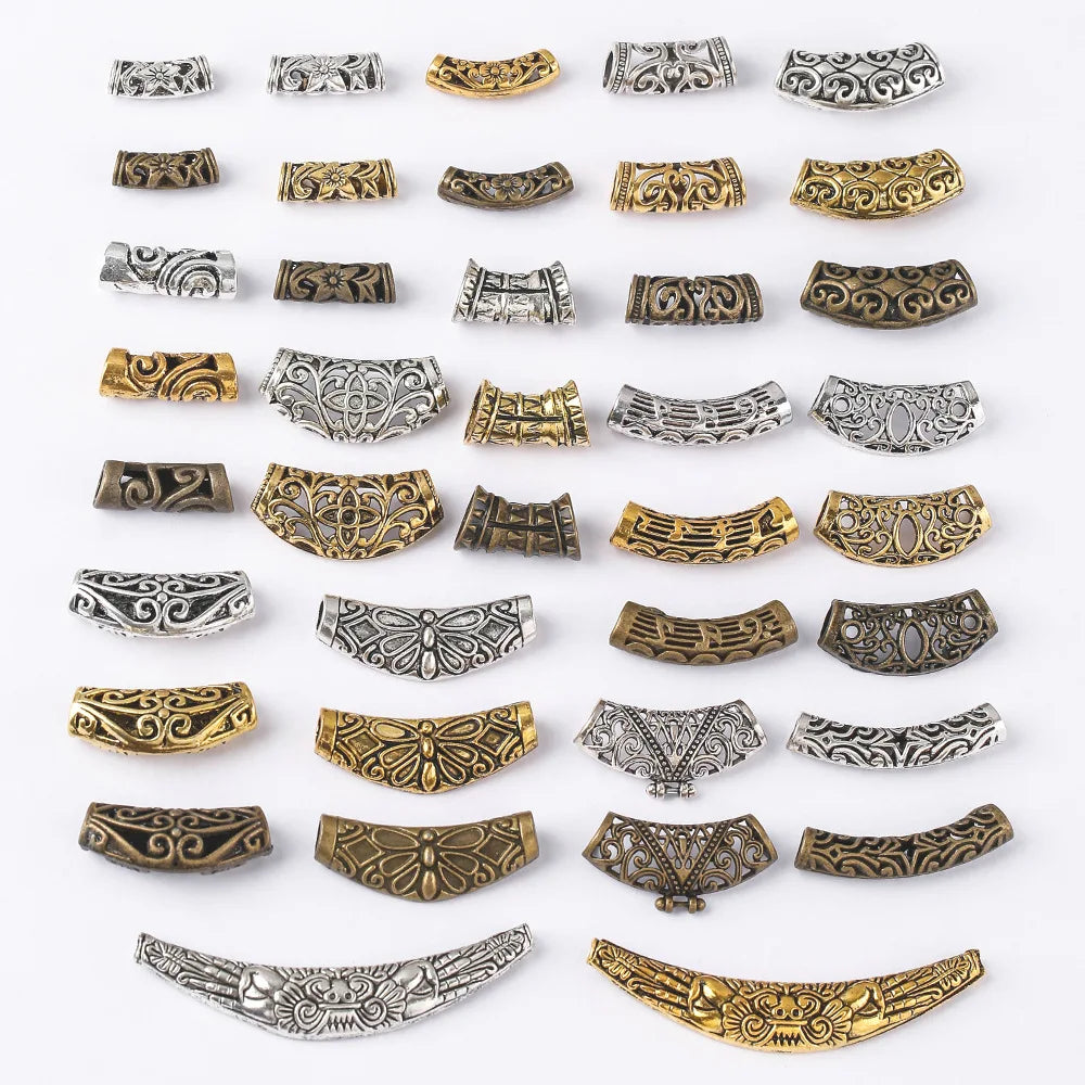 Bulk Antique Silver Color Plated Zinc Alloy Curved Tube Beads for Necklace Bracelet Bend Accessories