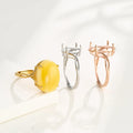 Fashion Setting Rings Sterling Silver 925 Semi Mountings Base Blank Ring Multiple Sized Oval Shape Ring Setting