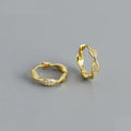 Trendy 925 Sterling Silver Hoop Earrings for Women Fashion Jewelry Gold Plated with Irregular CZ Diamond Zircon for Weddings