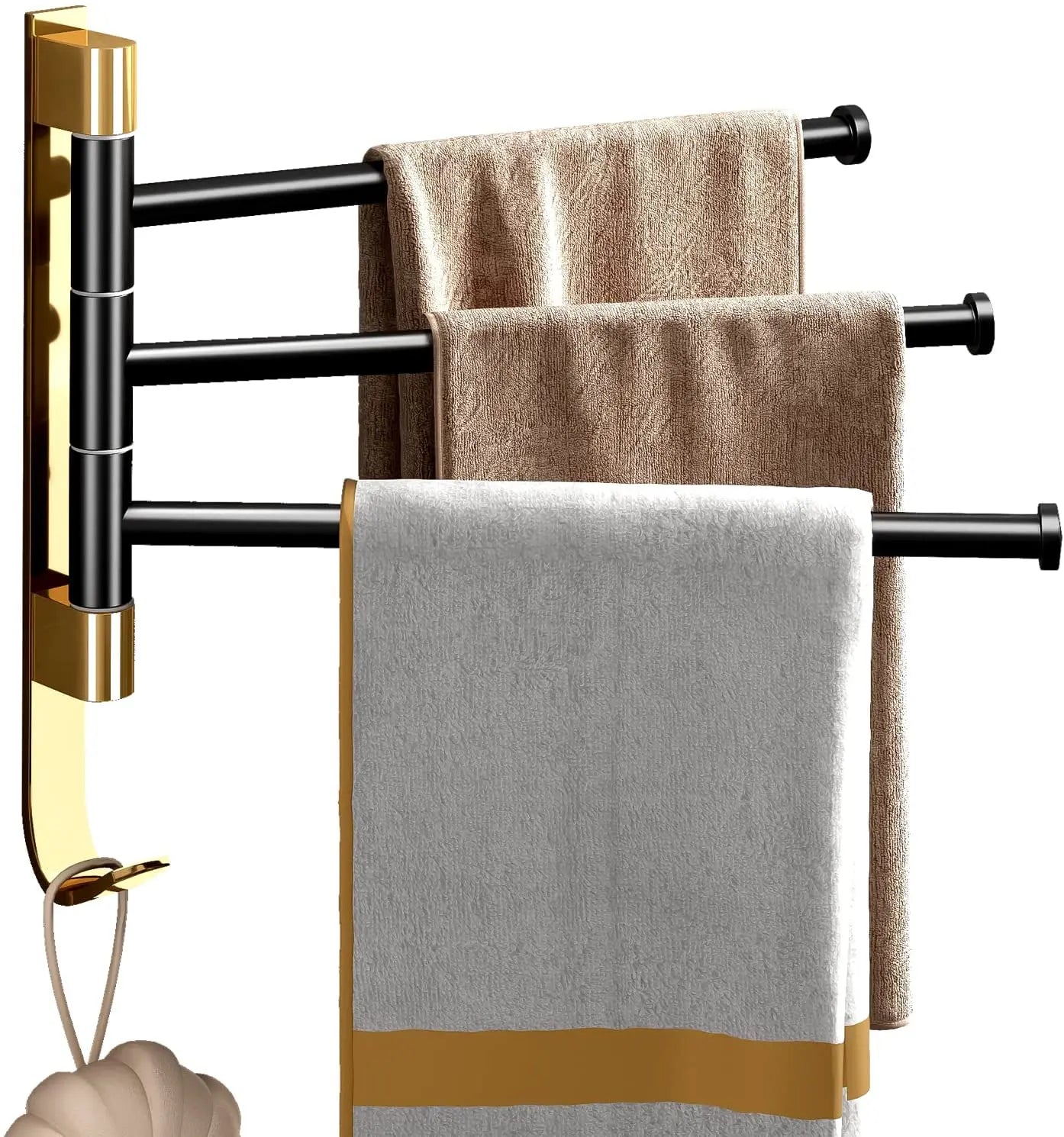 Aluminum Folding Swing-Out Towel Rack with Bar Modern Design Wall-Mounted Installation 3-Year Warranty for Bathroom Use