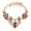 9 Style Hot Sale Bee Stainless Steel Bracelet Bangle Colorful Diamond Jewelry Wholesale for Women Girls
