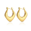 Luxury Popular Jewelry 316L Stainless Steel 18K PVD Gold Plated Hoop Hammer Pattern Waterproof Earring for Women