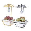 Wholesale Umbrella Design White Succulent Planter Metal Planter Pots Ceramic Flower Plant Container for Home Desktop Decoration