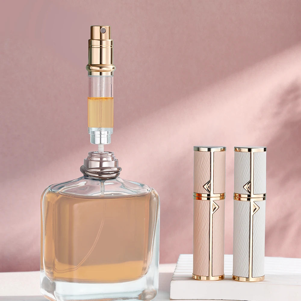 High-Grade PU Luxury Leather Aluminum Travel Perfume Bottle Customized Logo Portable 5ml 8ml Empty Aluminum Perfume Spray Bottle