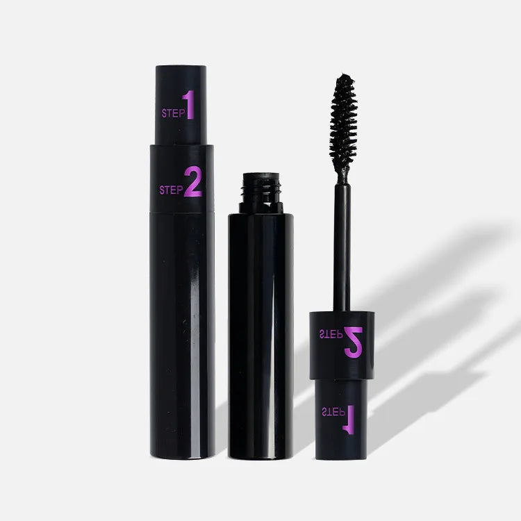 Hot Selling 2 Steps Mascara Customized New Makeup 2 in 1 Eye Lash Black Waterproof 4d Silk Fiber Eyelash Mascara