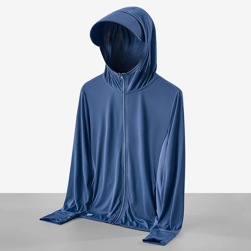 UPF50+ Sun-protective Women's Removable Brim Summer Knit Ice Silk Sun Protective Jacket Men's UV Breathable Skin WEAR