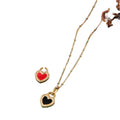 HOVANCI 18K Gold Plated Double-Sided Stainless Steel Necklace Black White Signet Lock Heart Trendy Beads Chain for Weddings