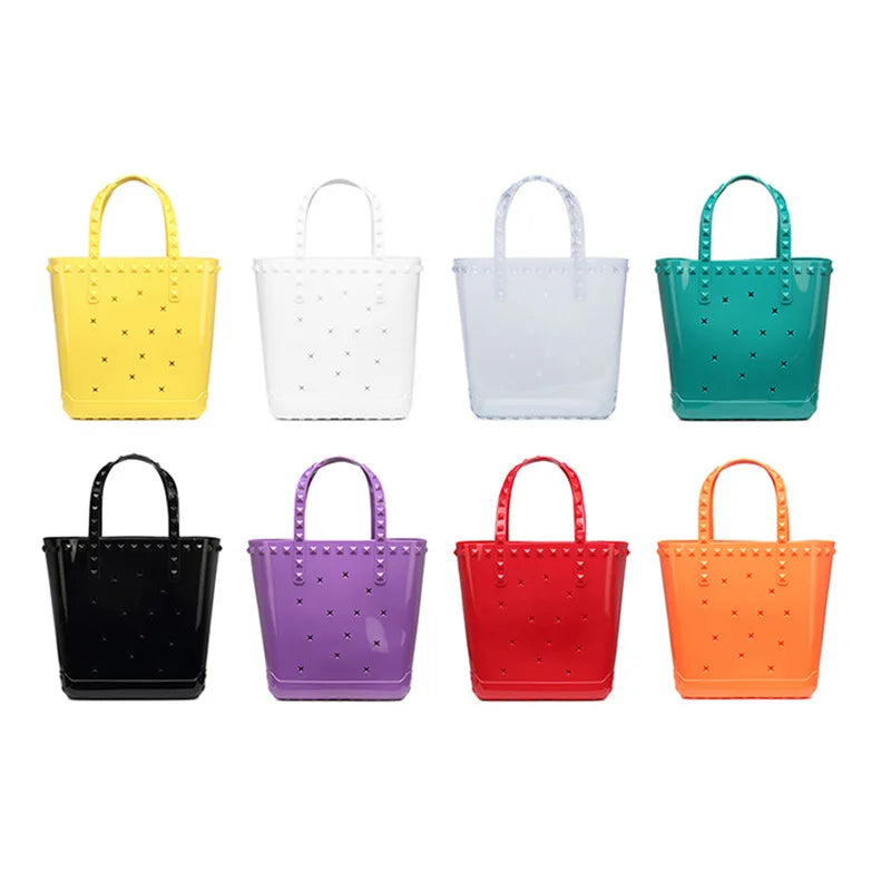 Jelly Women Bag Fashion Hole Hollow Vegetable Basket DIY Hand-held Beach Bag