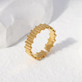 BM Elegant Stainless Steel Gold Plated Geometric Couple Rings Trendy Waterproof Wedding Rings