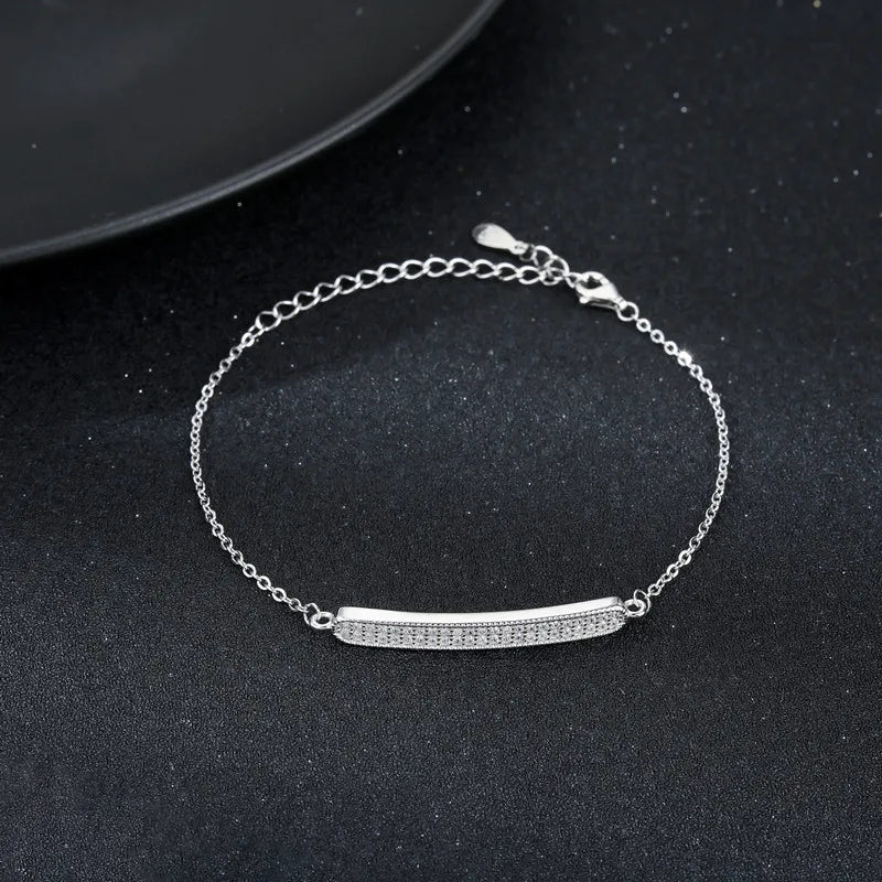 Wholesale Custom 925 Sterling Silver Fashion Jewelry Bracelet Cubic Zirconia Full Diamond Charm Bracelet for Women
