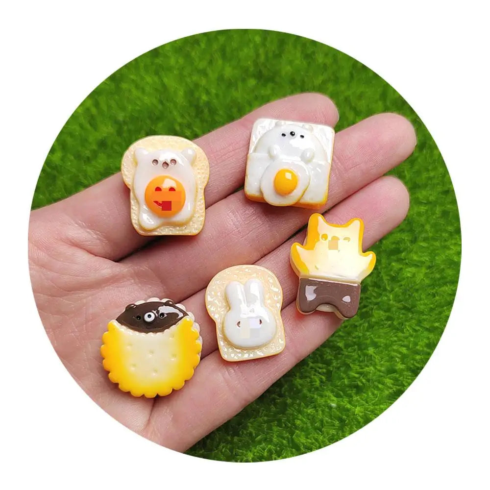 Simulation Hamburger Bread Flat Back Resin Cabochon Fit Phone Deco Parts DIY Embellishments for Hair Accessories