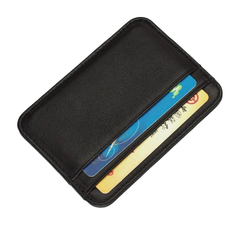 Black Mens Strong Magnetic RFID Blocking Slim Genuine Leather Money Clip Wallet