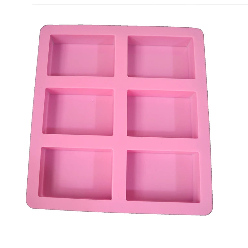 Custom Silicone Soap Mold 6 Holes Rectangle Baking Mold Cake Pan Biscuit Chocolate Mold for Homemade Craft