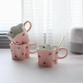 Solhui  Pink Plum Ceramic Cup Girl Heart Cherry Home Afternoon Tea Cup