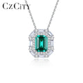 CZCITY Sterling Silver Woman Pendant Dainty Jewelry 2021 Girl Emerald Cutting Gemstone Necklace