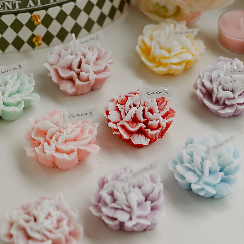 Wholesale Handmade Flower Shape Carnation Scented Perfume Candles Souvenir Home Decor Soy Wax Bulk Personalized Scented Candles