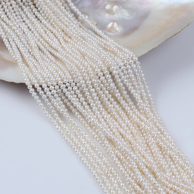 Zhuji 2.5-3mm White Potato Shape Natural Freshwater Pearl Stand for Making Women Necklace