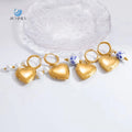 SUMMLY Vintage Love Locket Pearl Porcelain Pendants 18K Gold Plated Stainless Steel Hoop Earrings Fashion Jewelry